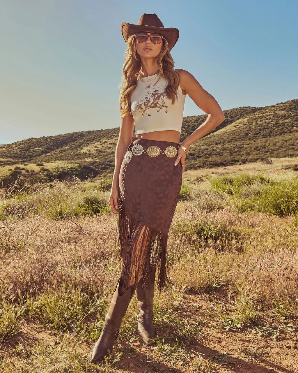 Rodeo Reverie Cropped Graphic Tank Top
