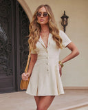 Soft Tailored Pleated Mini Shirt Dress