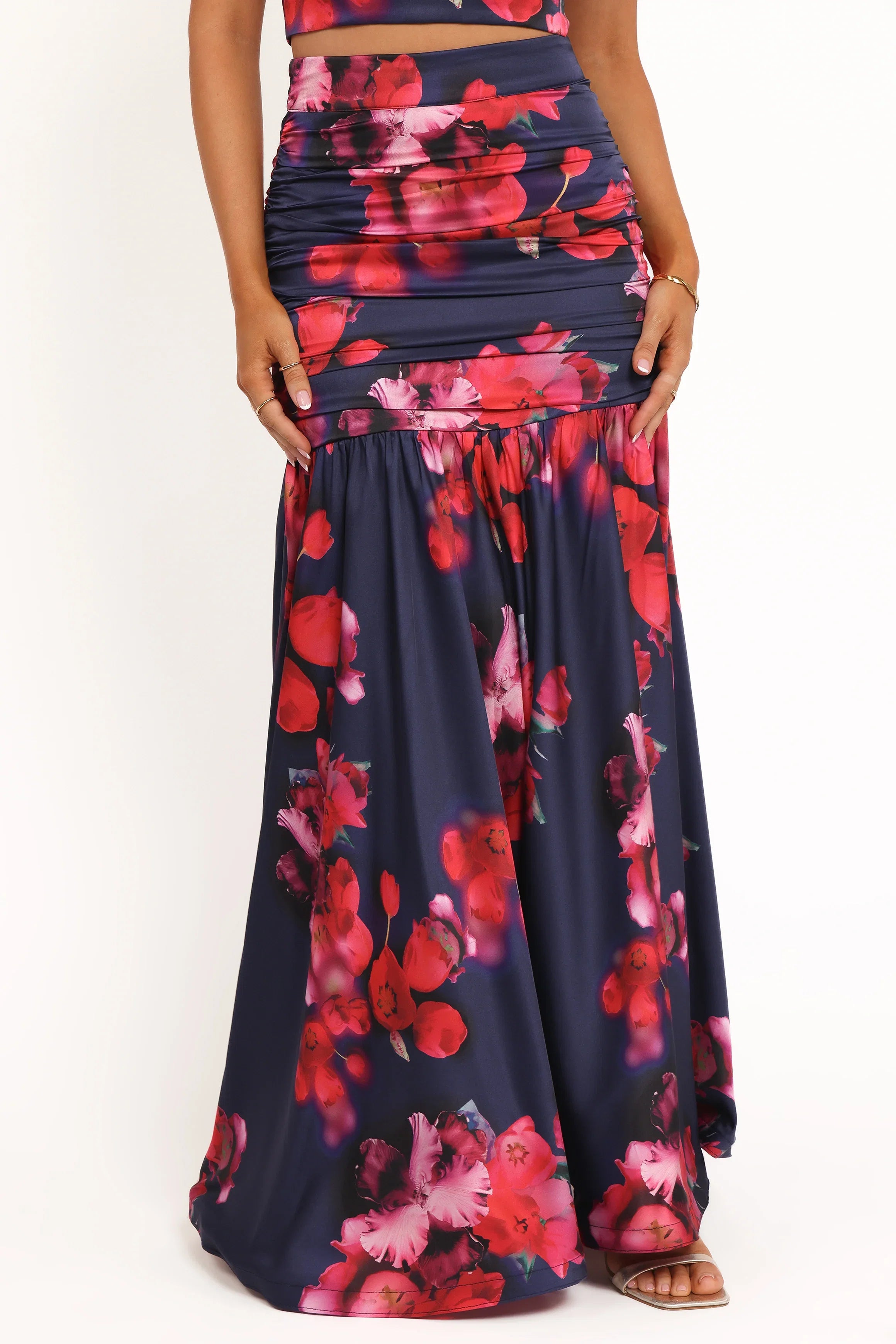 Freda Halter Skirt Set Navy Floral