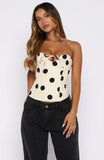 Baby Doll Strapless Bustier Butter Black Polka Dot