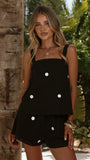 Jorja Top and Shorts Set Black Polka