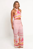 Aryn Halterneck Jumpsuit Pink Palm