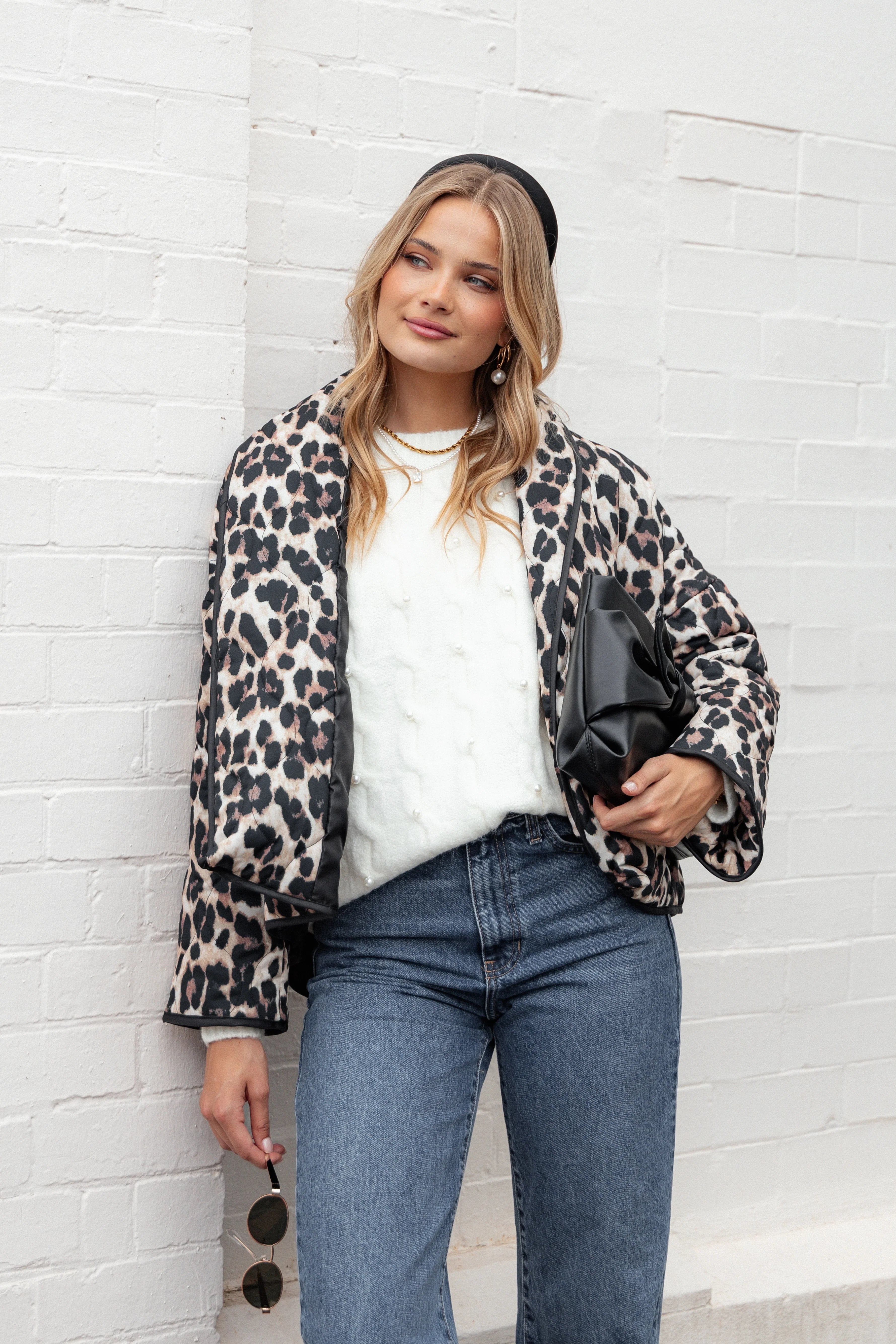 Marcos Leopard Print Quilted Jacket Leopard