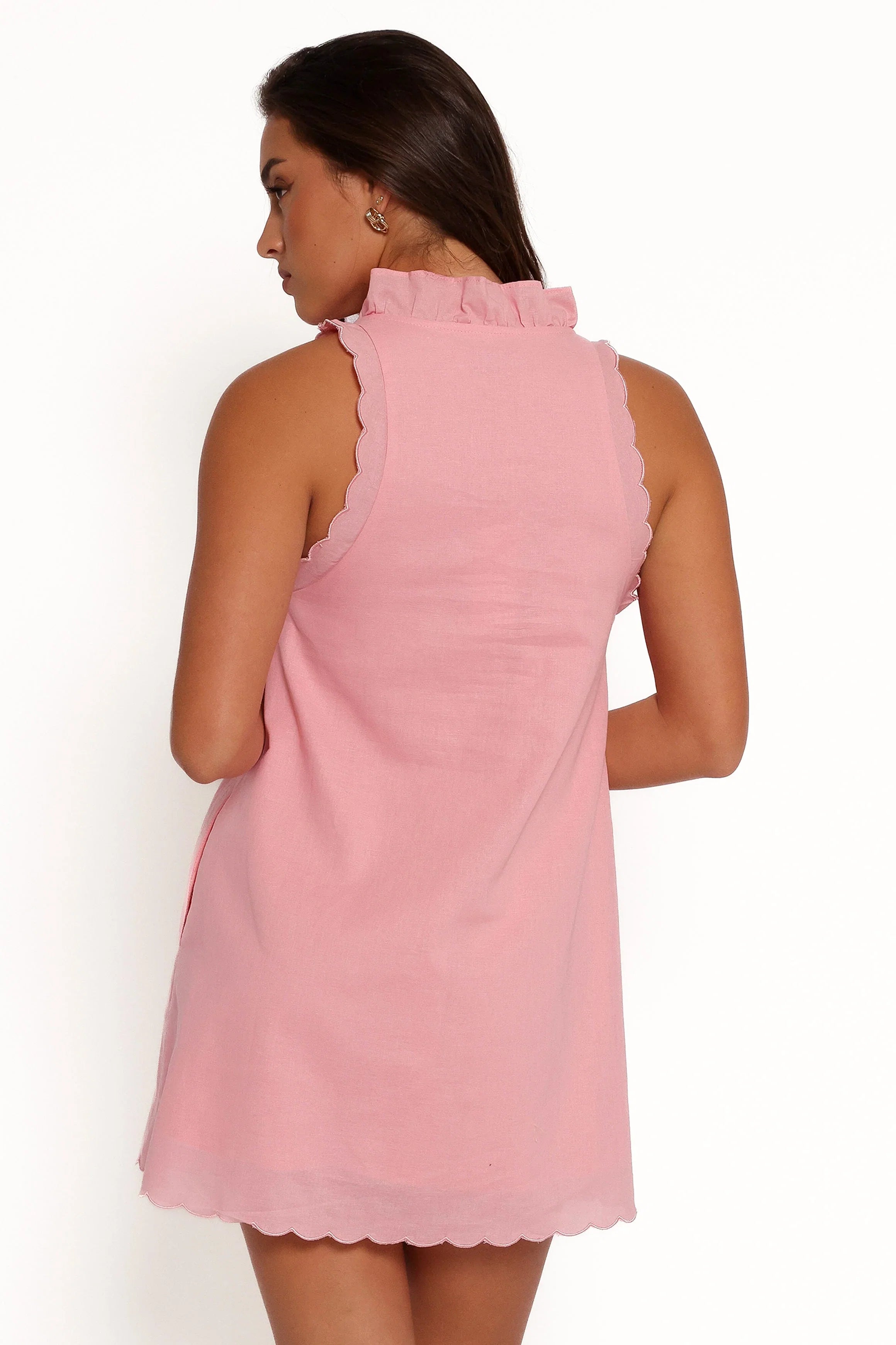 Cassandra Ruffle Mini Dress Pale Pink