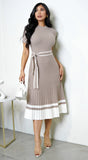 Nyxara Contrast Midi Dress Beige