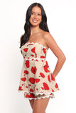 Romia Strapless Romper Red Beige Poppy