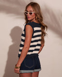 Darling Harbor Striped Sleeveless Sweater