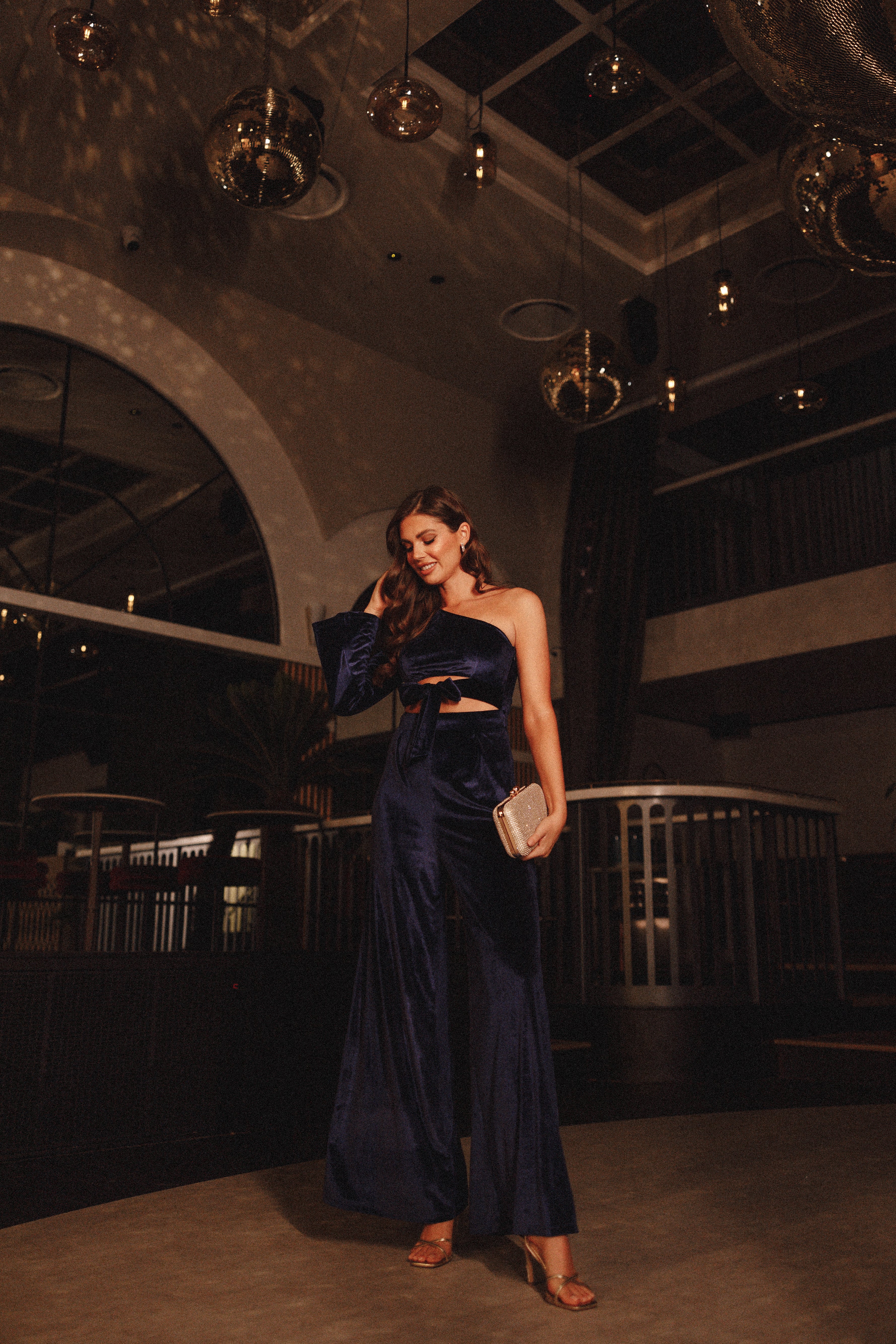 Avery Velvet Jumpsuit Sapphire