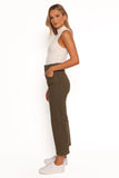 Georgette High Waisted Straight Leg Pants Olive