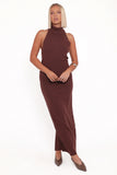 Halley Knit Halter Skirt Set Brown
