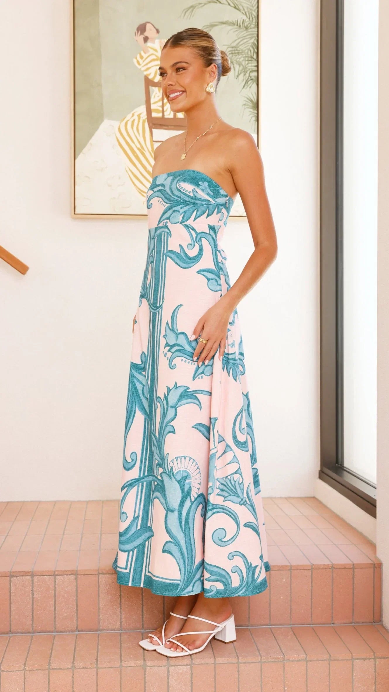 Madra Maxi Dress Aqua Pink Zayna
