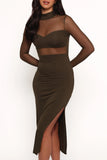 Farrow Long Sleeve Midi Dress Olive