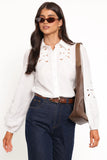 Aeloria Button Front Shirt White Embroidery