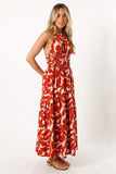 Maha Halterneck Maxi Dress Tan Floral