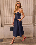 Vionetta Corset Bodice Denim Midi Dress