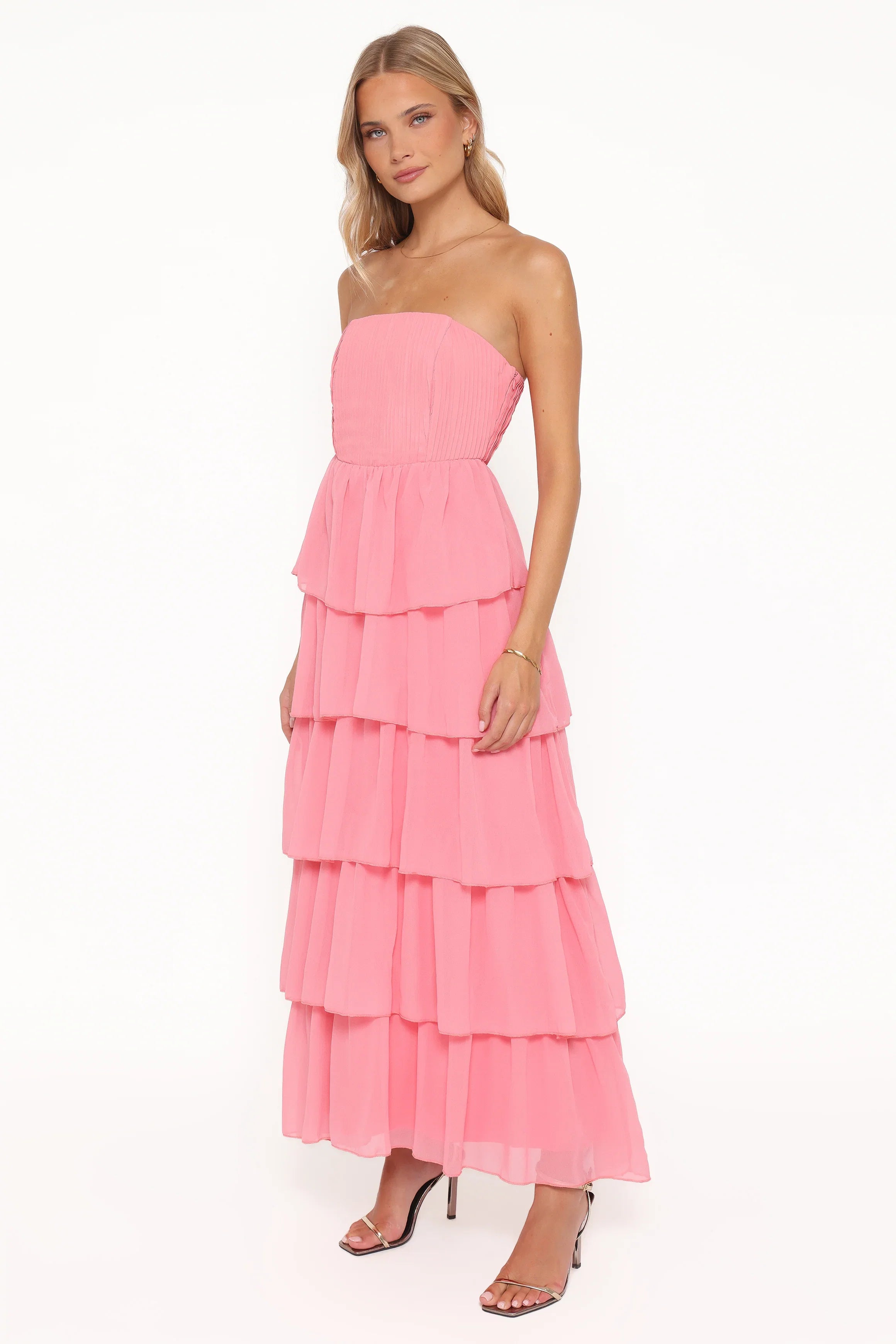 Peachester Strapless Maxi Dress Coral