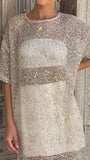 Zinnia Sequins Maxi Dress Beige