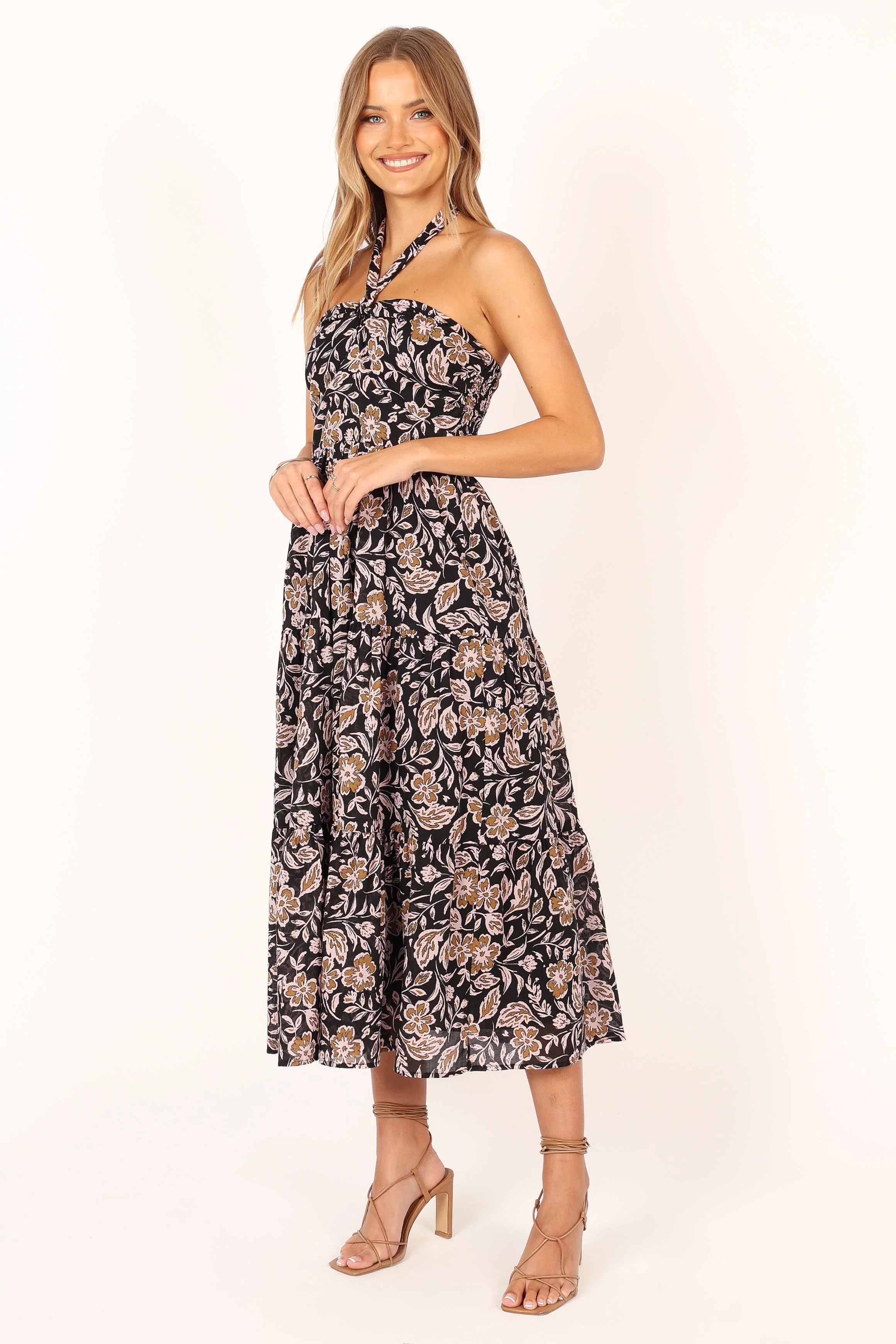 Shena Midi Dress Black Multi