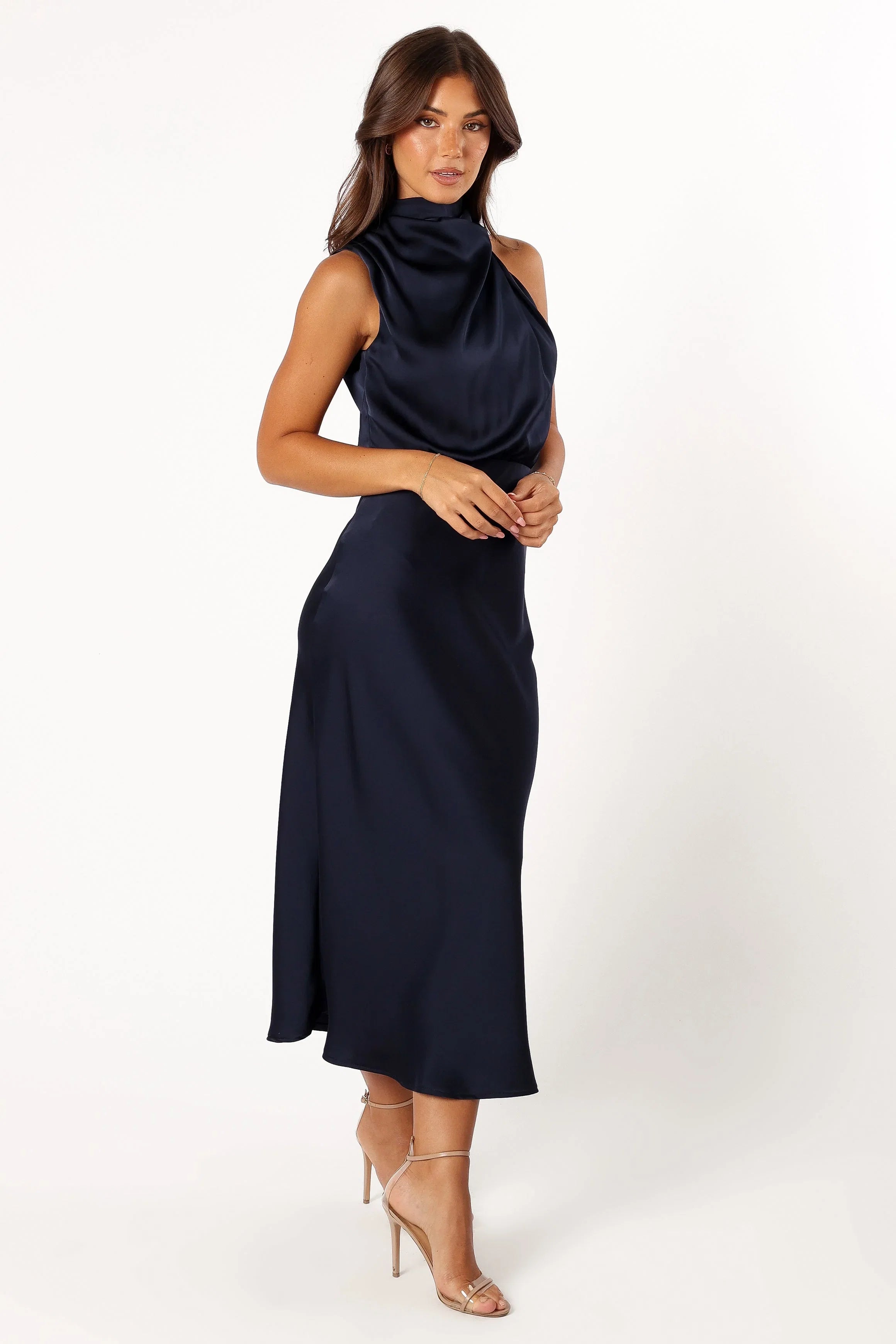 Anabelle Halter Neck Midi Dress Navy