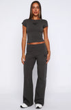 Break The Records Wide Leg Pants Charcoal
