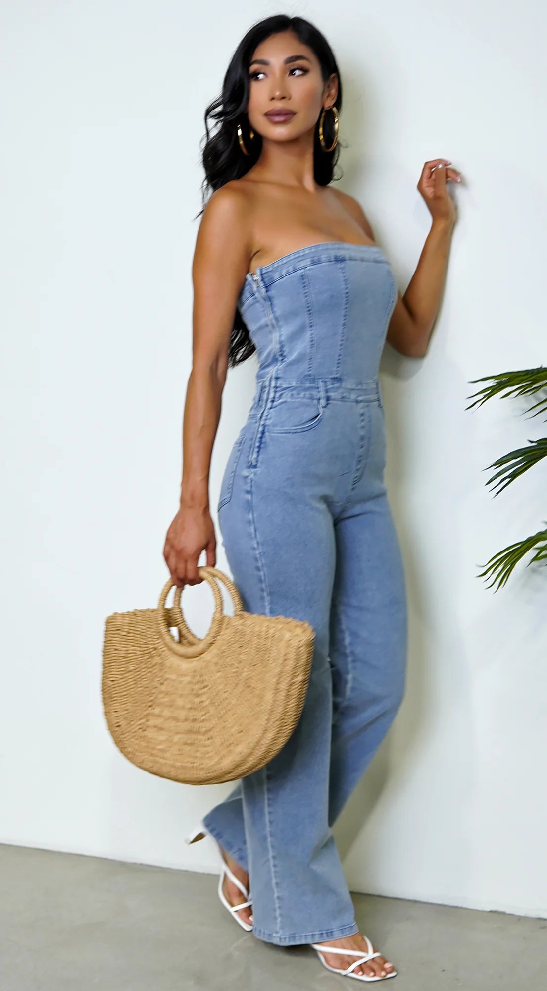 Dara Denim Tube Jumpsuit Blue