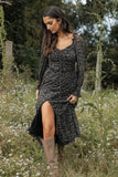 Keziah Long Sleeve Maxi Dress Navy Ditsy Floral