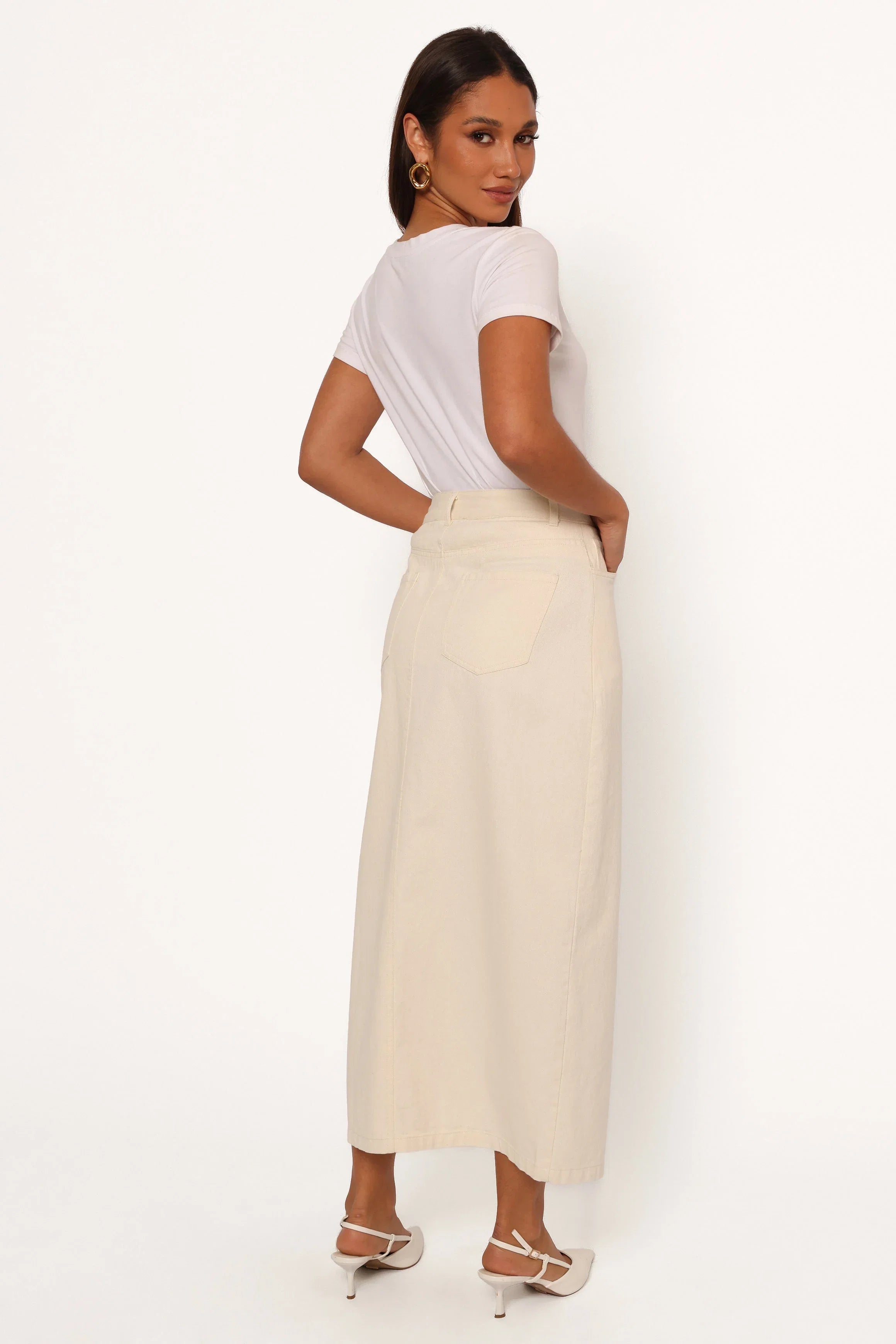 Kellen Corduroy Midi SKirt Cream