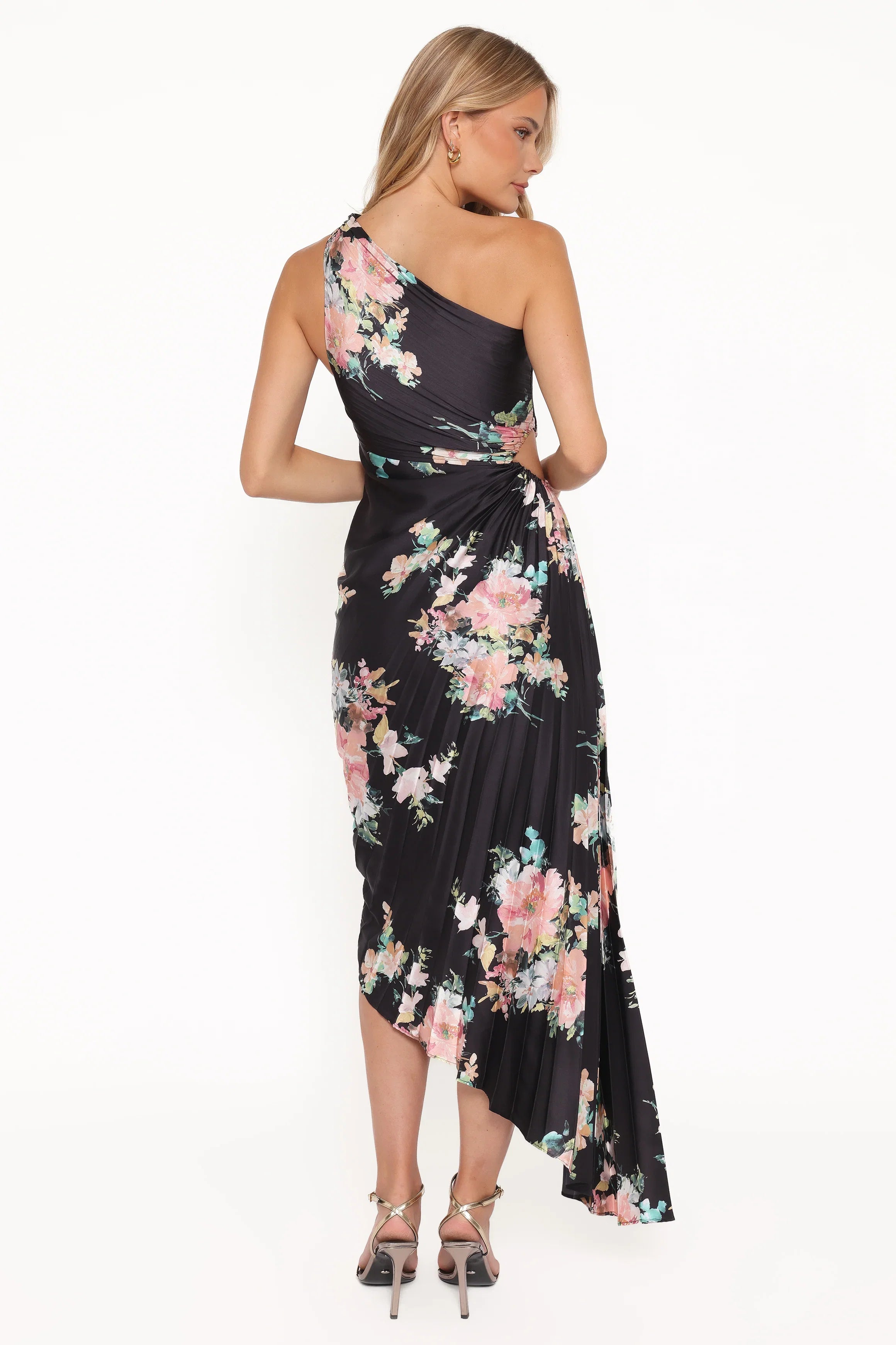 Kleo One Shoulder Maxi Dress Black Floral