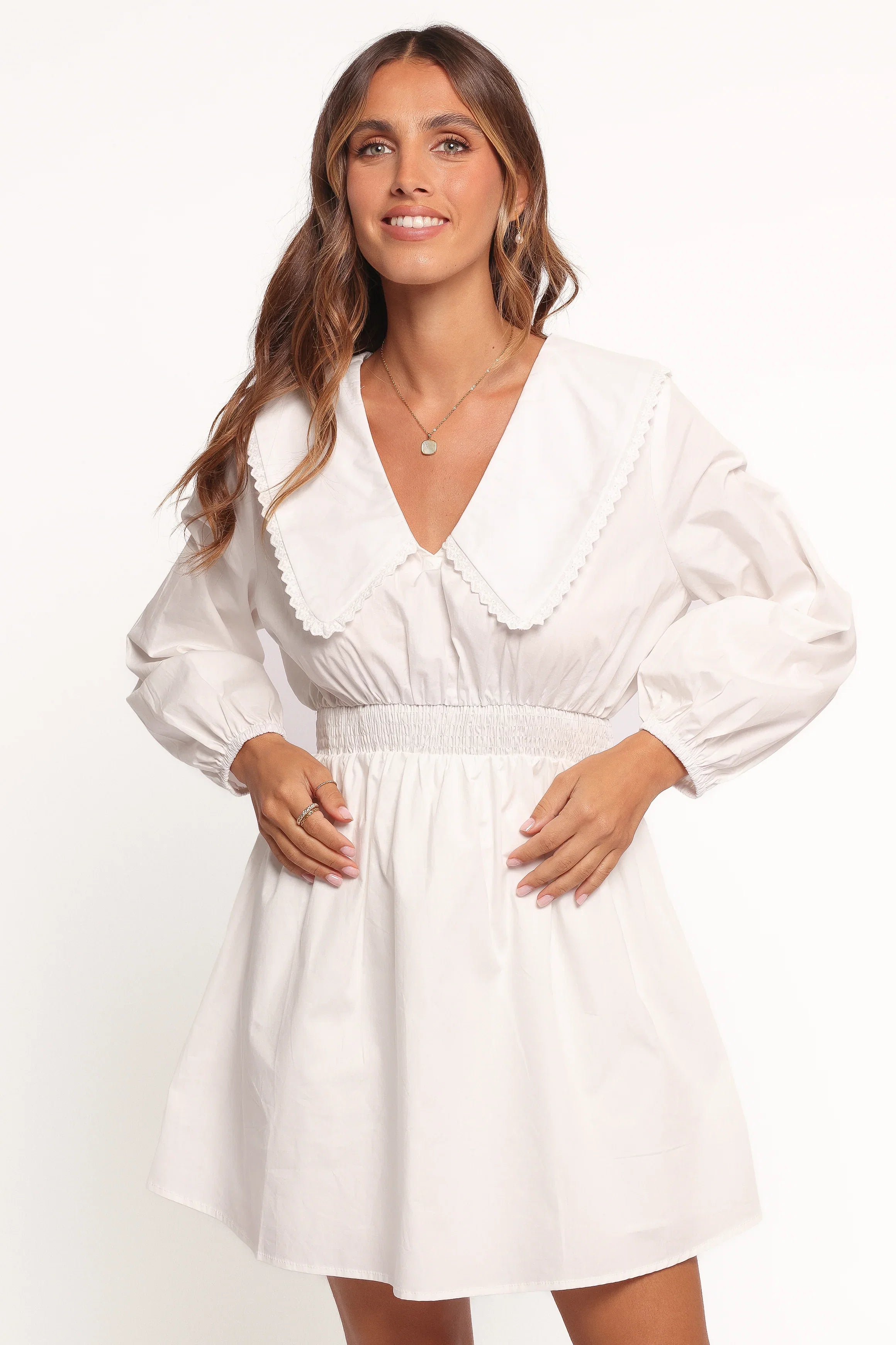 Nerida Long Sleeve Mini Dress White