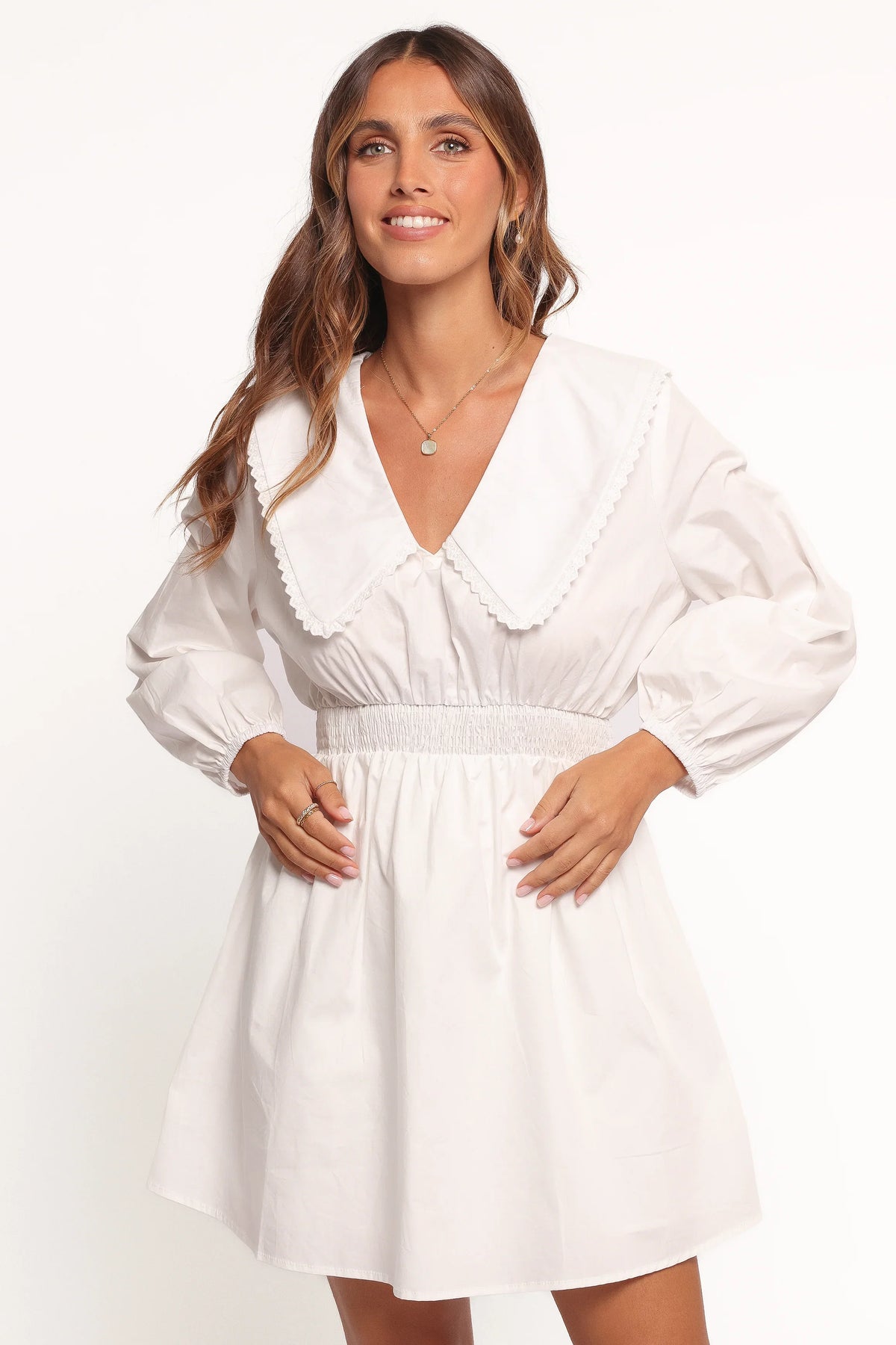 Nerida Long Sleeve Mini Dress White
