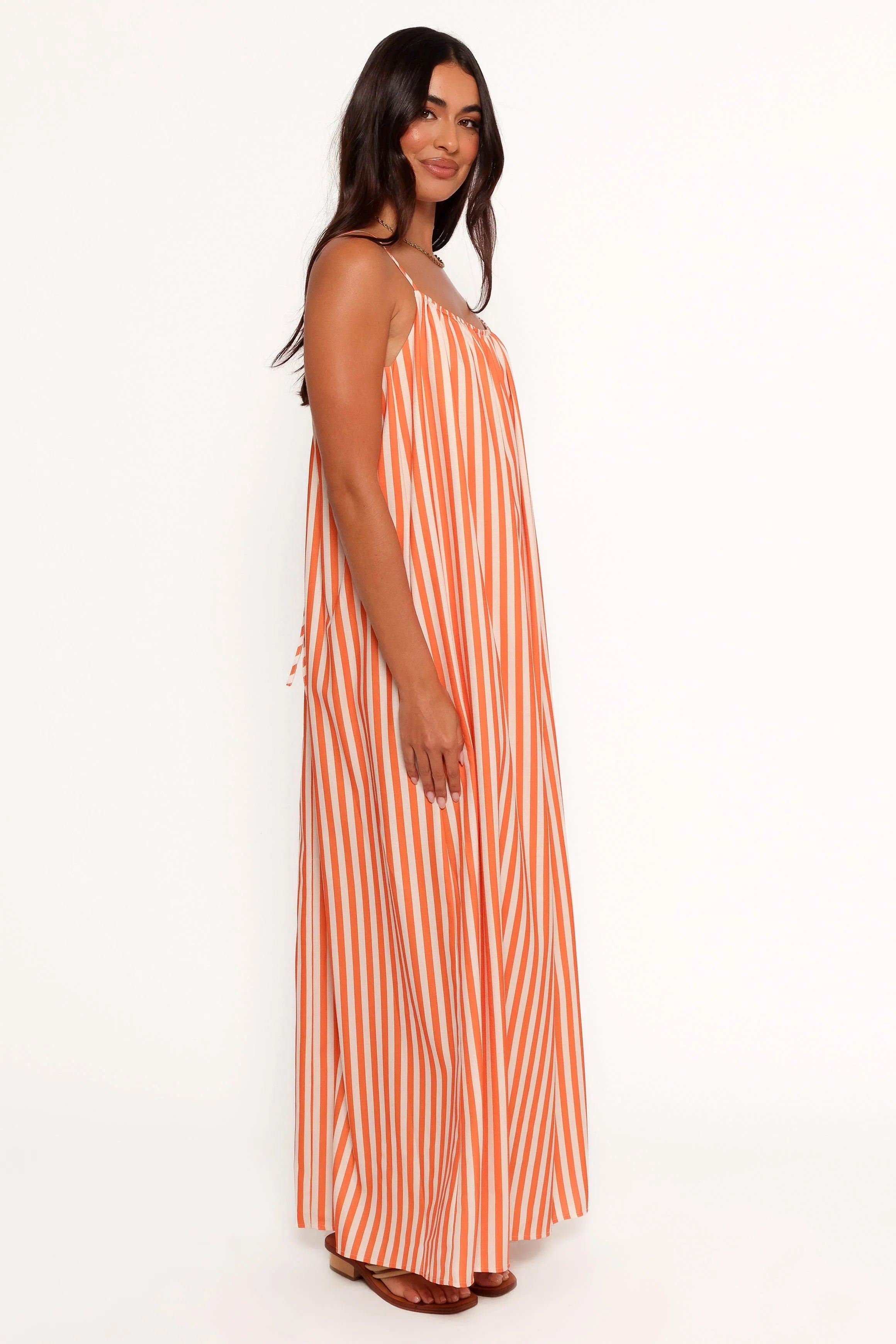 Lumina Maxi Dress Orange Beige Stripe