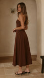 Janessa Strapless Midi Dress Chocolate