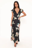 Arella Maxi Dress Black Floral