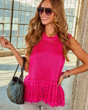 Morning Glow Knit Fringe Sweater