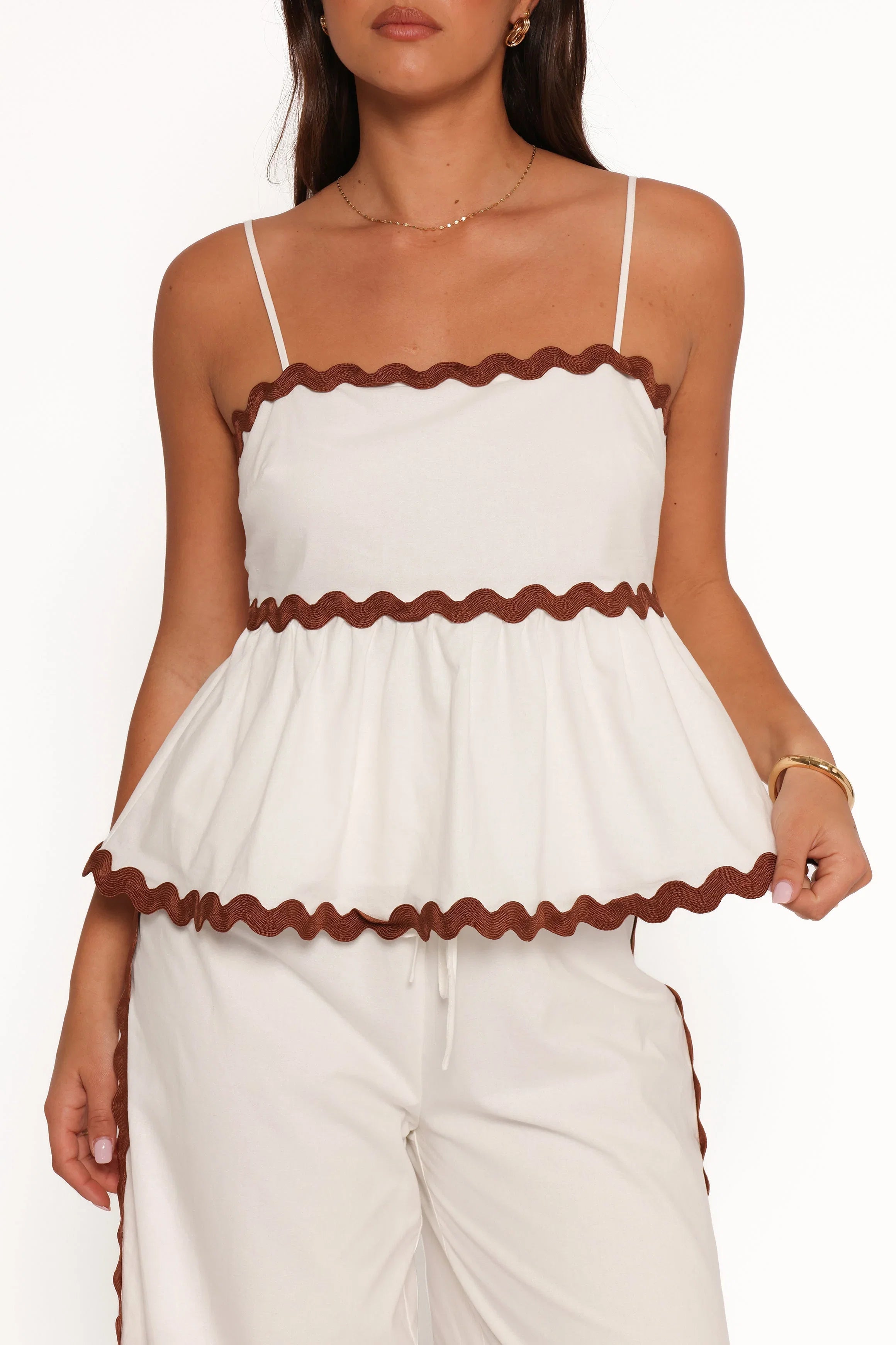 Mollymook Top White Tan