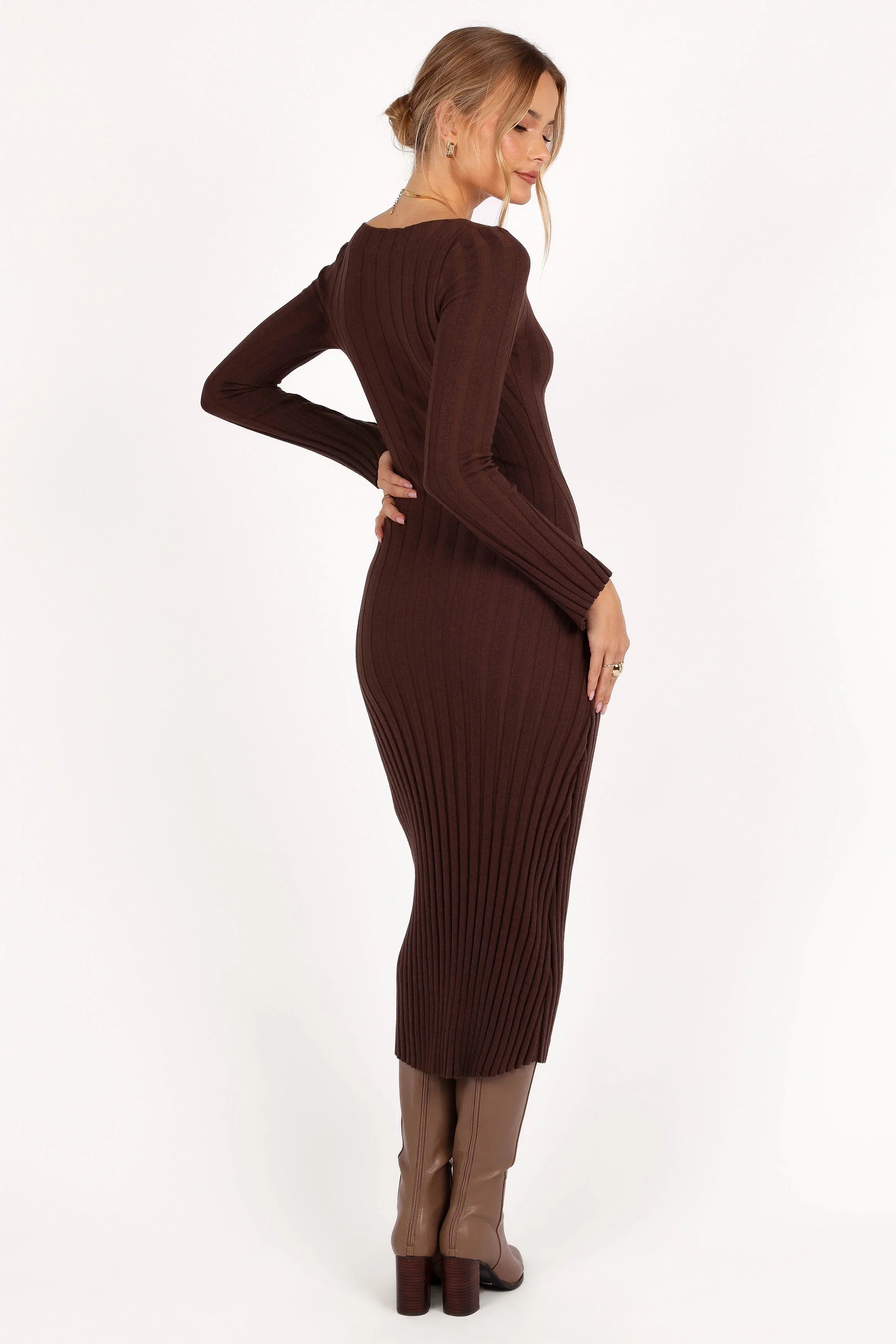 Jolene Long Sleeve Maxi Dress Brown