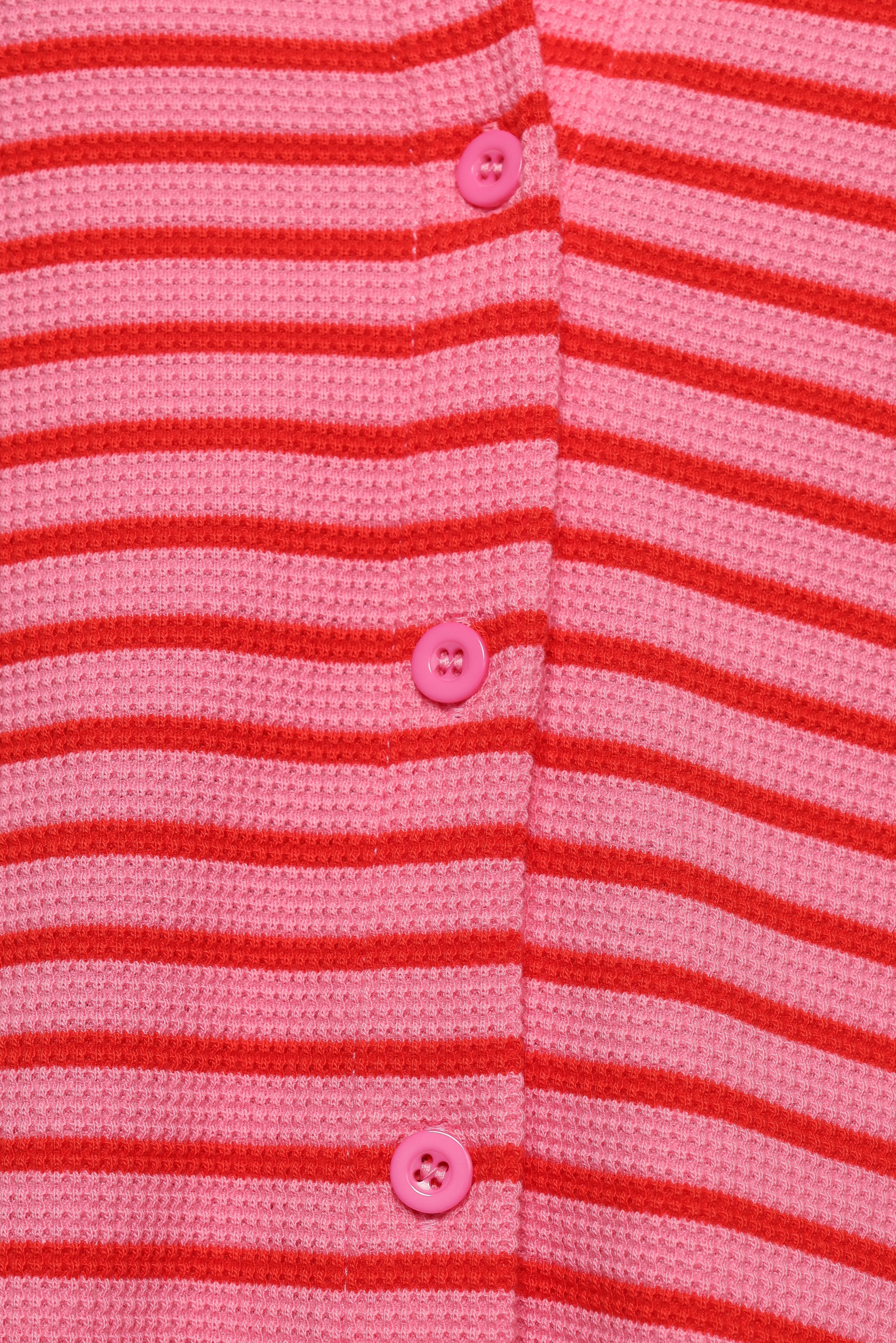 Alden Cotton Knit Set Pink Red Stripe