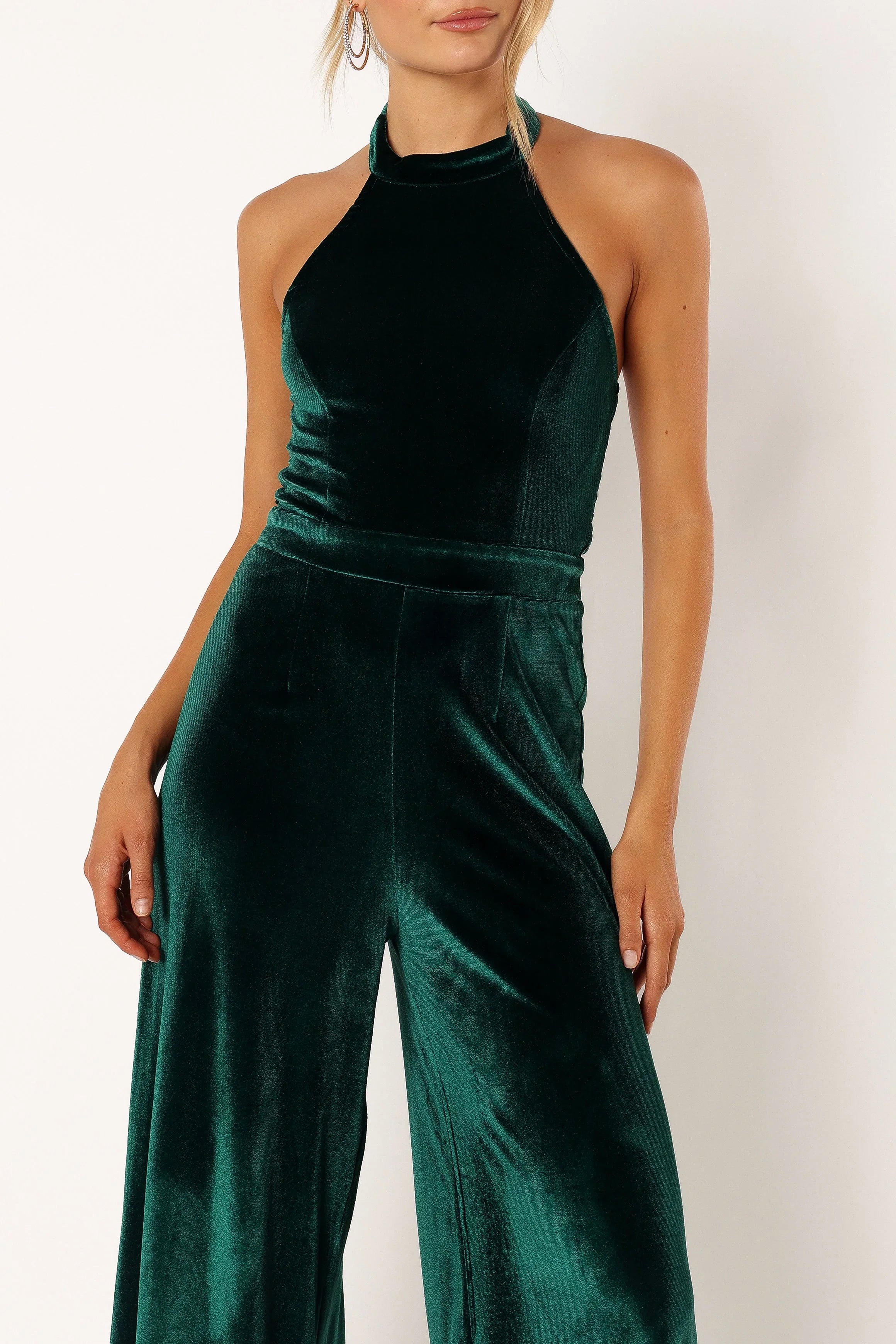 Aria Velvet Jumpsuit Emerald