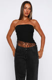 Sweet As Me Strapless Fringe Top Black