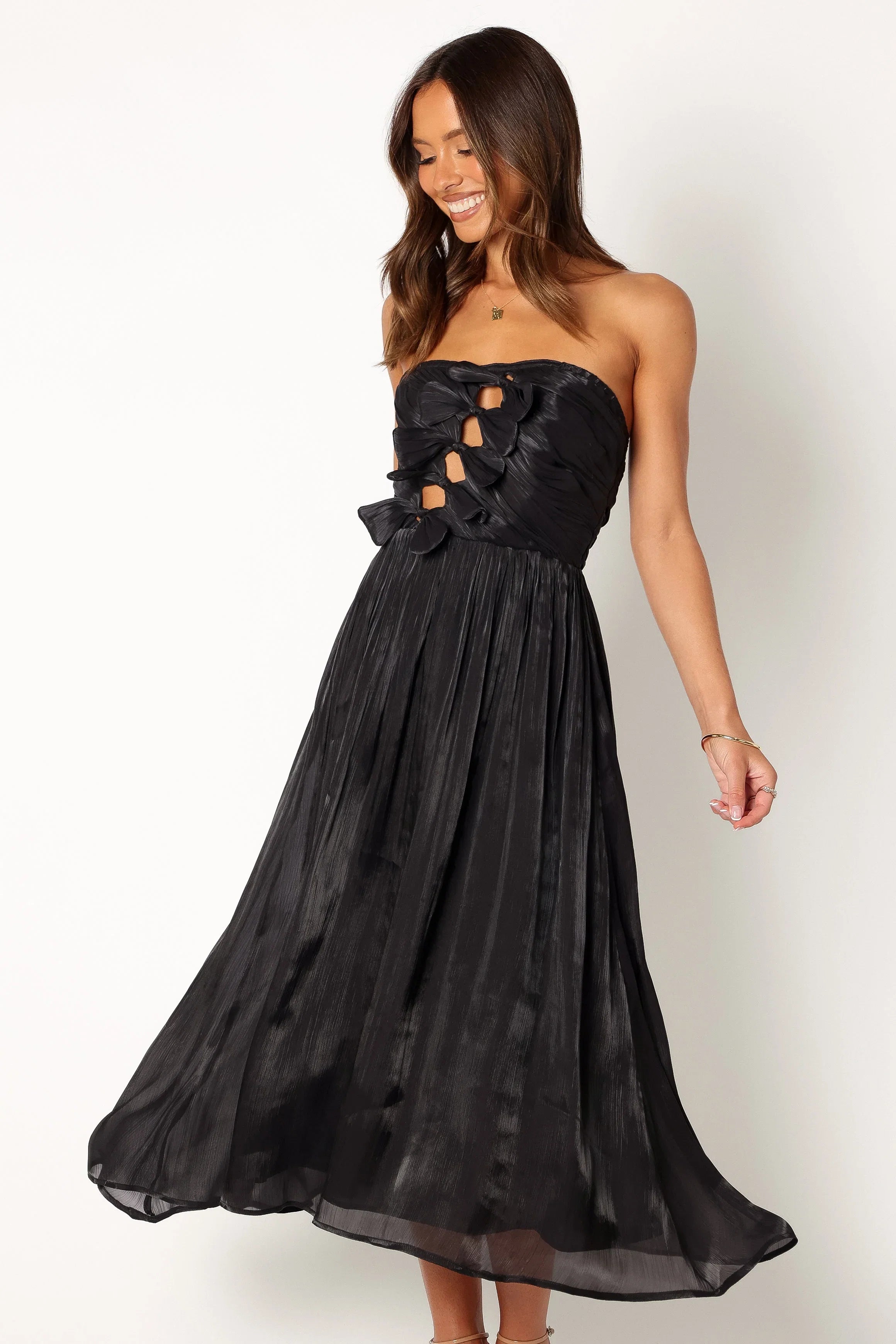Mila Strapless Midi Dress Black