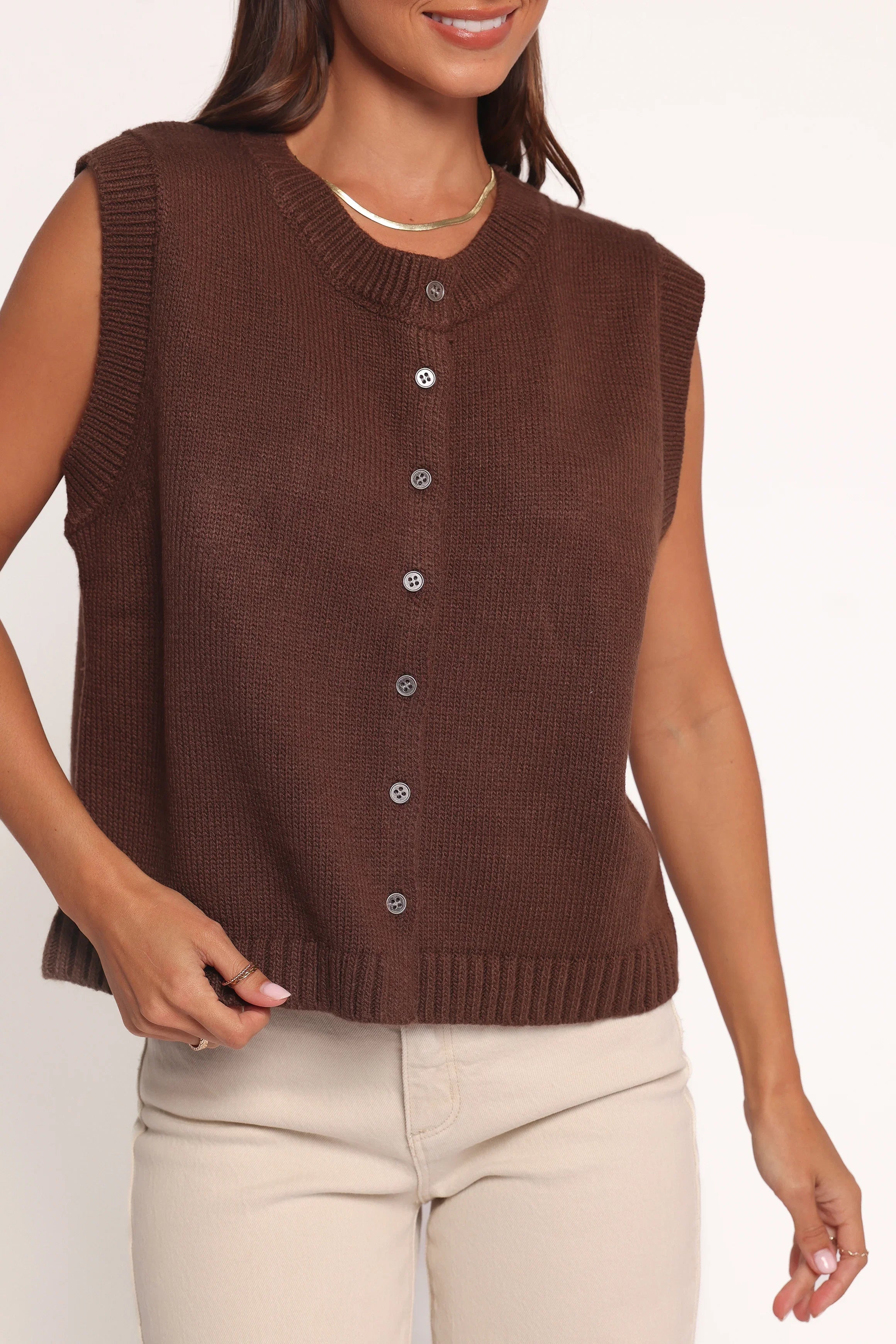 Weston Knit Vest Dark Chocolate