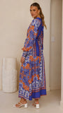 Tasha Maxi Dress Blue Orange Print