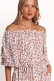 Rhody Off Shoulder Maxi Dress White Leopard