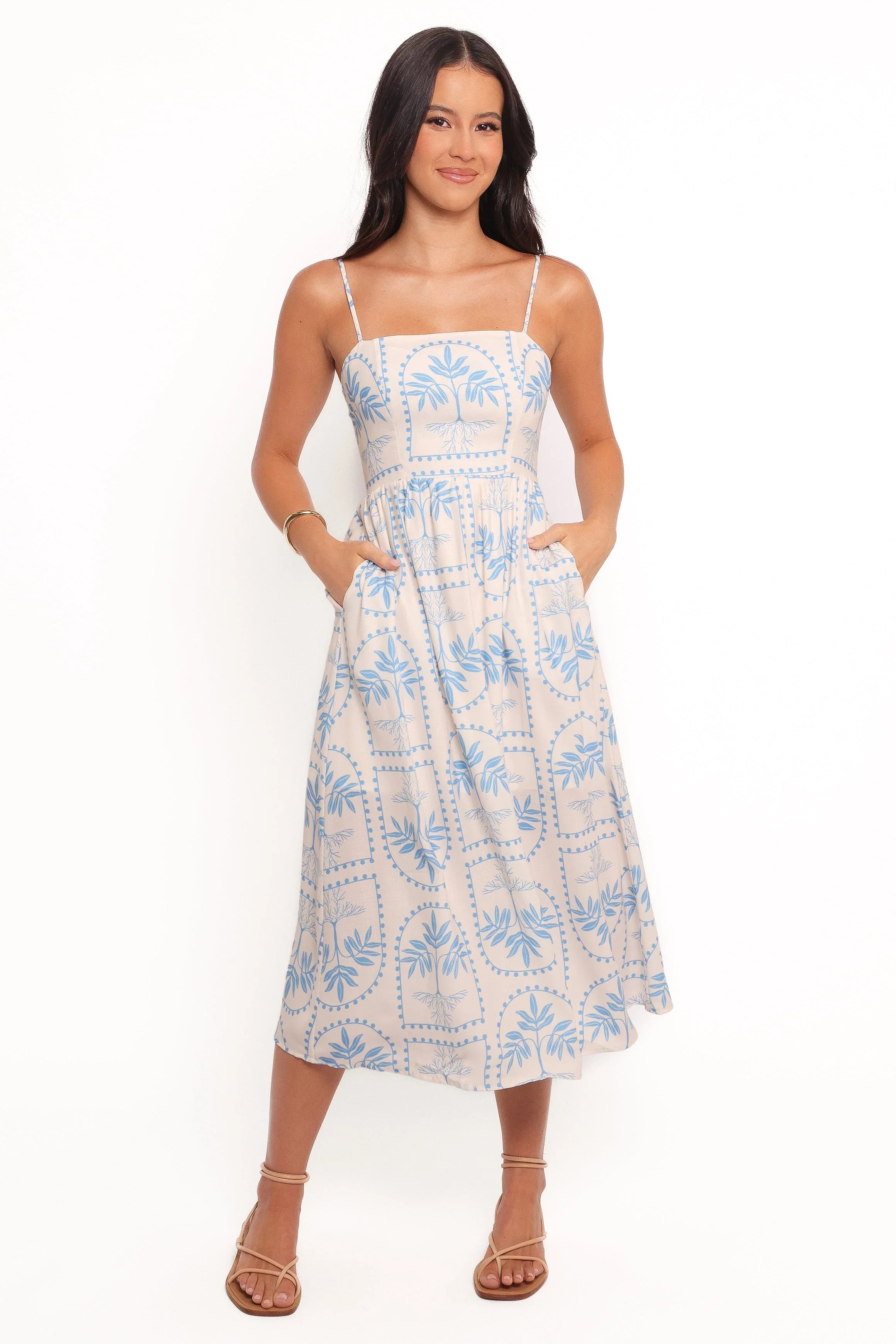 Cathy Midi Dress Blue White