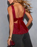 Eleina Flocked Lace Peplum Top