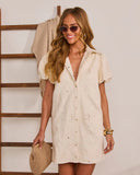 Airy Garden Tonal Floral Mini Shirt Dress