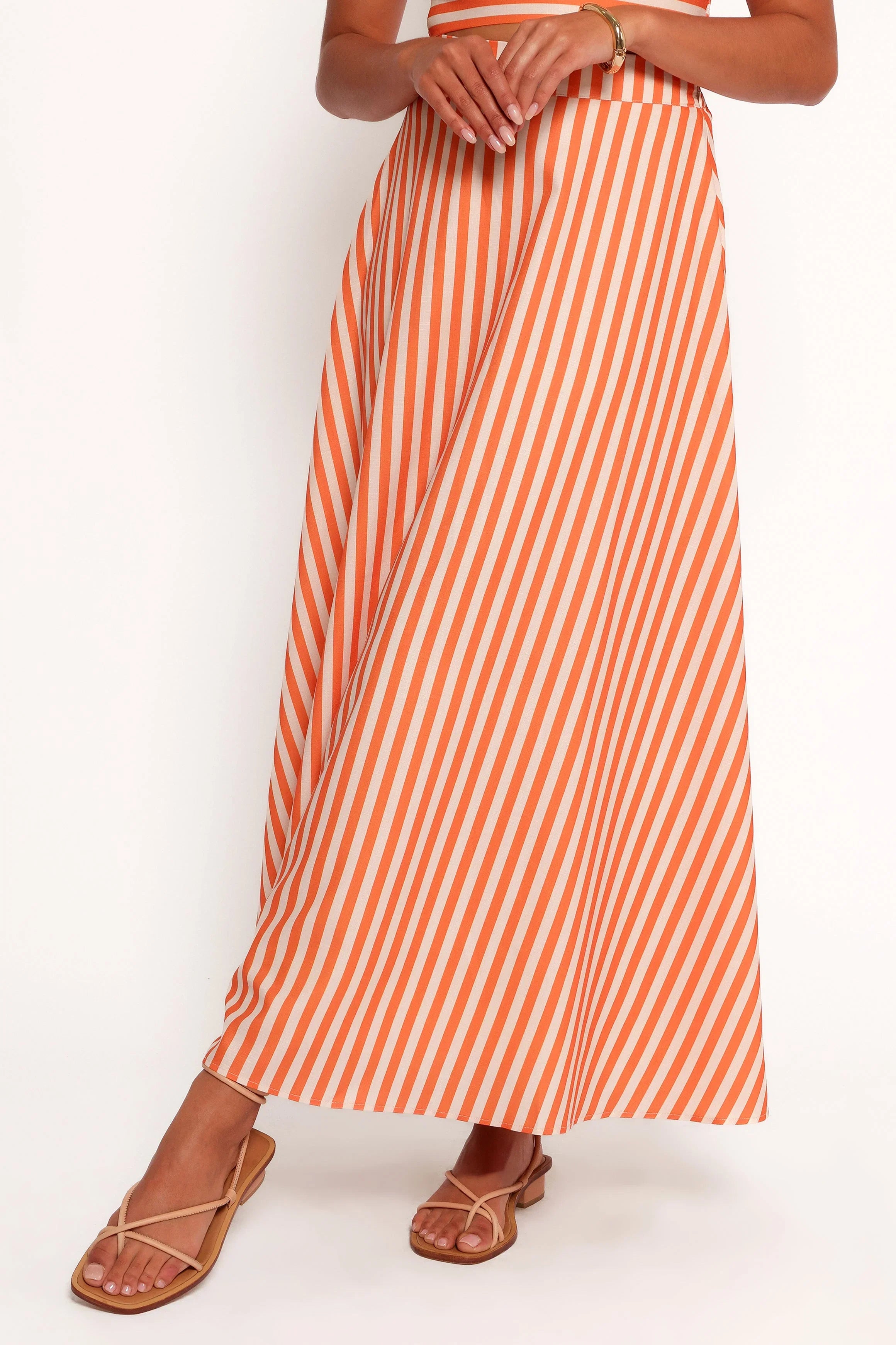 Serafina Two Piece Set Orange Beige Stripe