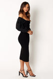 Dolly Puff Sleeve Midi Dress Black