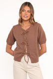Koskie Tie Knit Top Chocolate