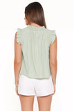 Luisa Ruffle Top Green White